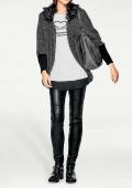 Designer-Cardigan mitWebpelzkragengrau