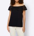 Designer-Carmenshirt mit Spitze schwarz