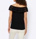 Designer-Carmenshirt mit Spitze schwarz