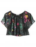 Designer-Carmentop schwarz-bunt