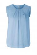 Designer-Chiffon-Blusentop mit Plissee eisblau