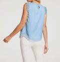 Designer-Chiffon-Blusentop mit Plissee eisblau
