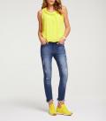 Designer-Chiffon-Blusentop neongelb