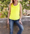 Designer-Chiffon-Blusentop neongelb