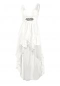 Designer-Chiffon-Cocktailkleid offwhite