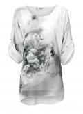 Designer-Chiffon-Druckbluse grau