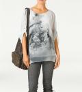 Designer-Chiffon-Druckbluse grau