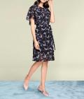 Designer-Chiffon-Kleid schwarz-bunt