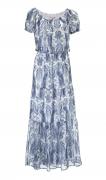 Designer-Chiffon-Maxikleid blau-weiß