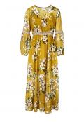 Designer-Chiffon-Maxikleid gelb-bunt