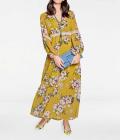 Designer-Chiffon-Maxikleid gelb-bunt