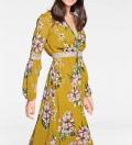 Designer-Chiffon-Maxikleid gelb-bunt