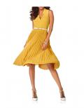 Designer-Chiffon-Plisseekleid gelb