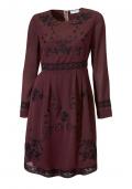 Designer-Chiffonkleid bordeaux-schwarz