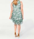 Designer-Chiffonkleid grün-weiß