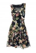 Designer-Chiffonkleid schwarz-bunt
