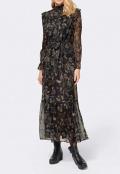 Designer-Chiffonkleid schwarz-cognac