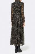 Designer-Chiffonkleid schwarz-cognac