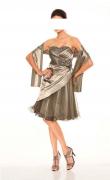 Designer-Cocktailkleid inkl. Schal taupe
