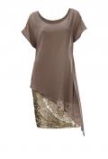 Designer-Cocktailkleid mit Pailletten taupe