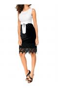 Designer-Cocktailkleid offwhite-schwarz Gr. 40