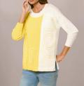 Designer-Color-Blocking-Pullover zitrone-ecru
