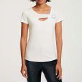 Designer-Cut-Out-Shirt mit Strass ecru