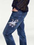 Designer-Damen-Jeans mit Stickerei blau