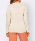 Designer-Deiden-Pullover mit Spitze champagner