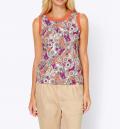 Designer-Druck-Top mandarine-fuchsia