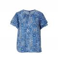 Designer-Druckbluse blau-weiß