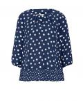 Designer-Druckbluse dunkelblau-ecru
