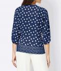 Designer-Druckbluse dunkelblau-ecru