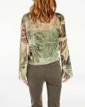 Designer-Druckbluse oliv-bedruckt
