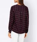 Designer-Druckbluse schwarz-magenta-orange