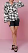 Designer-Druckbluse schwarz-weiß
