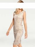 Designer-Druckkleid beige