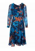 Designer-Druckkleid blau-bunt