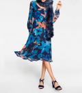 Designer-Druckkleid blau-bunt