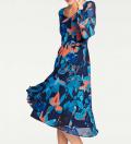Designer-Druckkleid blau-bunt