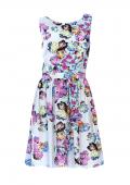 Designer-Druckkleid bleu-bunt