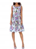 Designer-Druckkleid bleu-bunt