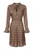 Designer-Druckkleid braun-bunt
