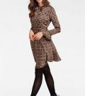 Designer-Druckkleid braun-bunt