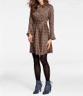 Designer-Druckkleid braun-bunt