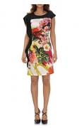 Designer-Druckkleid bunt-schwarz