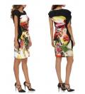 Designer-Druckkleid bunt-schwarz