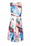Designer-Druckkleid ecru-bunt