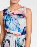 Designer-Druckkleid ecru-bunt