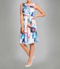 Designer-Druckkleid ecru-bunt
